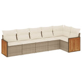 vidaXL 6-delige Loungeset met kussens poly rattan zwart