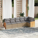 vidaXL 6-delige Loungeset met kussens poly rattan zwart