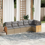 vidaXL 6-delige Loungeset met kussens poly rattan zwart