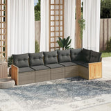 vidaXL 6-delige Loungeset met kussens poly rattan zwart