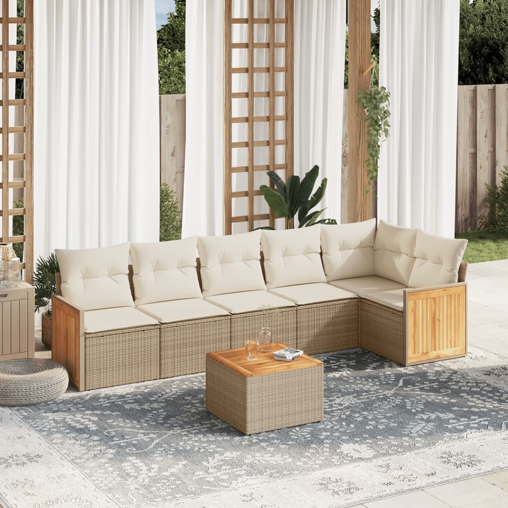 vidaXL 6-delige Loungeset met kussens poly rattan zwart
