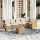 vidaXL 6-delige Loungeset met kussens poly rattan zwart