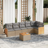vidaXL 6-delige Loungeset met kussens poly rattan zwart