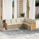 vidaXL 6-delige Loungeset met kussens poly rattan zwart