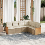 vidaXL 6-delige Loungeset met kussens poly rattan zwart