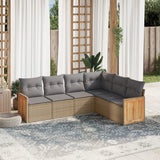 vidaXL 6-delige Loungeset met kussens poly rattan zwart