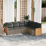 vidaXL 6-delige Loungeset met kussens poly rattan zwart