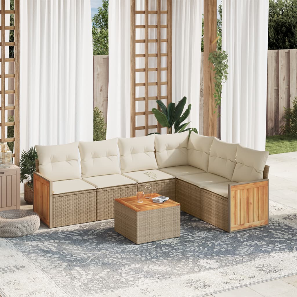 vidaXL 6-delige Loungeset met kussens poly rattan zwart