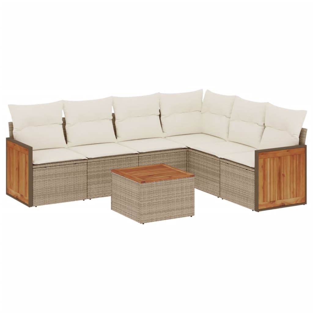 vidaXL 6-delige Loungeset met kussens poly rattan zwart