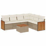 vidaXL 6-delige Loungeset met kussens poly rattan zwart