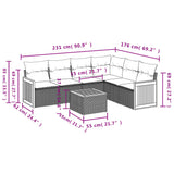 vidaXL 6-delige Loungeset met kussens poly rattan zwart