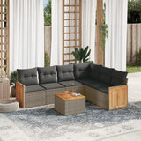 vidaXL 6-delige Loungeset met kussens poly rattan zwart