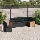 vidaXL 6-Piece Lounge Set with Cushions Poly Rattan Black