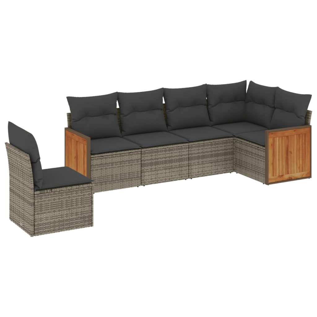 vidaXL 6-Piece Lounge Set with Cushions Poly Rattan Black