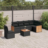 vidaXL 6-Piece Lounge Set with Cushions Poly Rattan Black