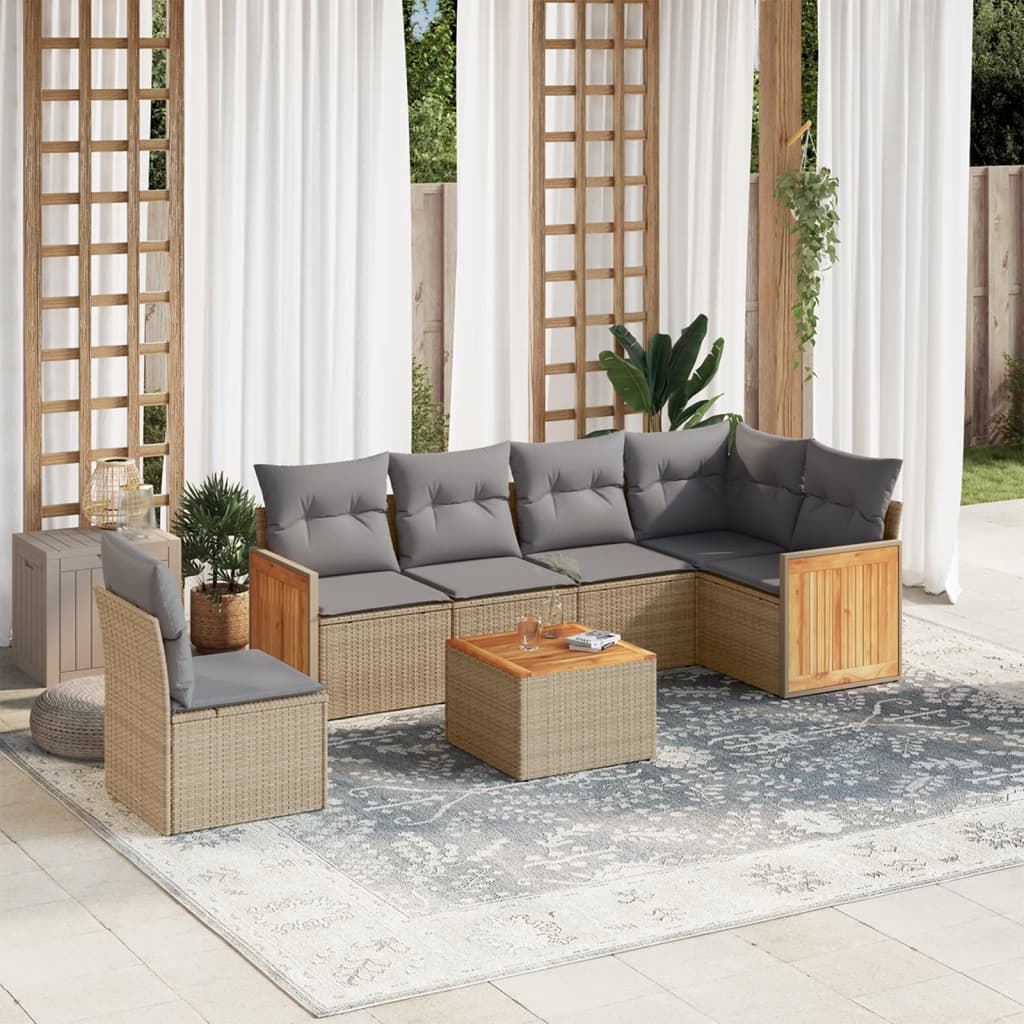 vidaXL 6-Piece Lounge Set with Cushions Poly Rattan Black