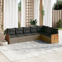 vidaXL 7-delige Loungeset met kussens poly rattan zwart