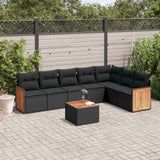 vidaXL 7-delige Loungeset met kussens poly rattan zwart