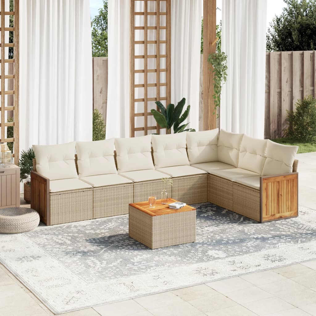vidaXL 7-delige Loungeset met kussens poly rattan zwart