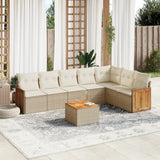 vidaXL 7-delige Loungeset met kussens poly rattan zwart