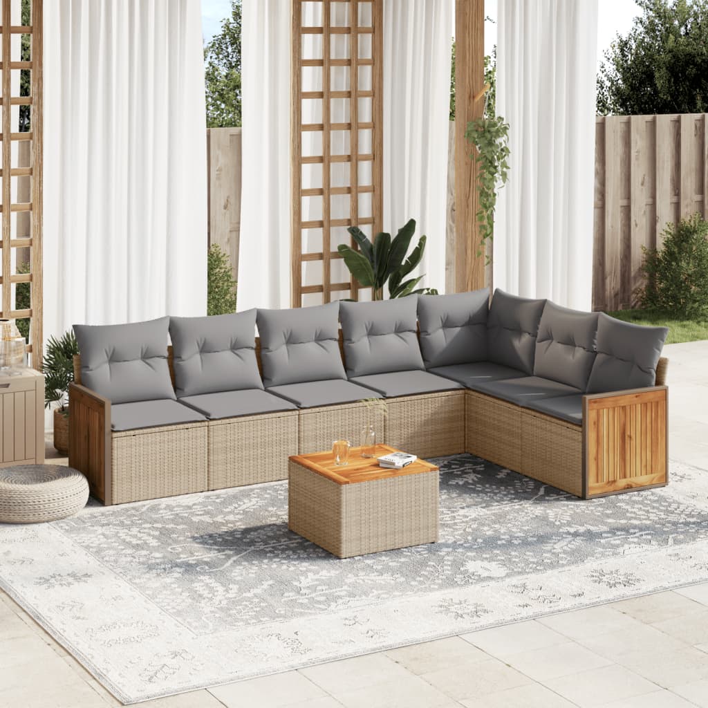 vidaXL 7-delige Loungeset met kussens poly rattan zwart