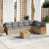 vidaXL 7-delige Loungeset met kussens poly rattan zwart