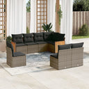 vidaXL 8-delige Loungeset met kussens poly rattan zwart