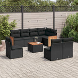 vidaXL 8-delige Loungeset met kussens poly rattan zwart