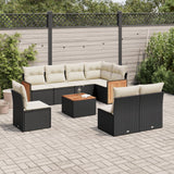 vidaXL 8-delige Loungeset met kussens poly rattan zwart