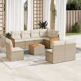 vidaXL 8-delige Loungeset met kussens poly rattan zwart