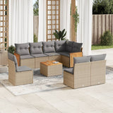 vidaXL 8-delige Loungeset met kussens poly rattan zwart