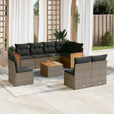 vidaXL 8-delige Loungeset met kussens poly rattan zwart