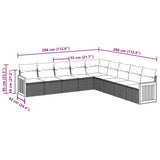 vidaXL 9-delige Loungeset met kussens poly rattan zwart