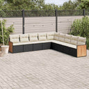 vidaXL 9-delige Loungeset met kussens poly rattan zwart