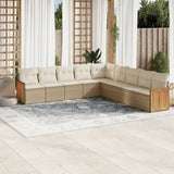 vidaXL 9-delige Loungeset met kussens poly rattan zwart