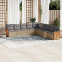 vidaXL 9-delige Loungeset met kussens poly rattan zwart