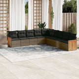 vidaXL 9-delige Loungeset met kussens poly rattan zwart