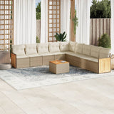 vidaXL 9-delige Loungeset met kussens poly rattan zwart