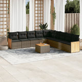 vidaXL 9-delige Loungeset met kussens poly rattan zwart