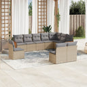 vidaXL 10-delige Loungeset met kussens poly rattan zwart