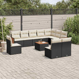 vidaXL 10-delige Loungeset met kussens poly rattan zwart