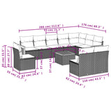 vidaXL 10-delige Loungeset met kussens poly rattan zwart