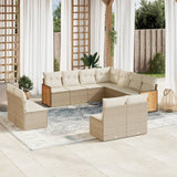 vidaXL 11-Piece Lounge Set with Cushions Poly Rattan Black