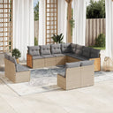 vidaXL 11-Piece Lounge Set with Cushions Poly Rattan Black