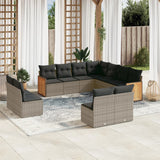 vidaXL 11-Piece Lounge Set with Cushions Poly Rattan Black