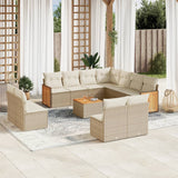 vidaXL 11-Piece Lounge Set with Cushions Poly Rattan Black