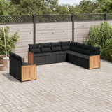 vidaXL 9-piece Lounge Set with Cushions Poly Rattan Black