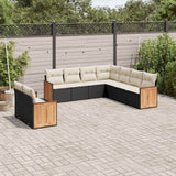 vidaXL 9-piece Lounge Set with Cushions Poly Rattan Black
