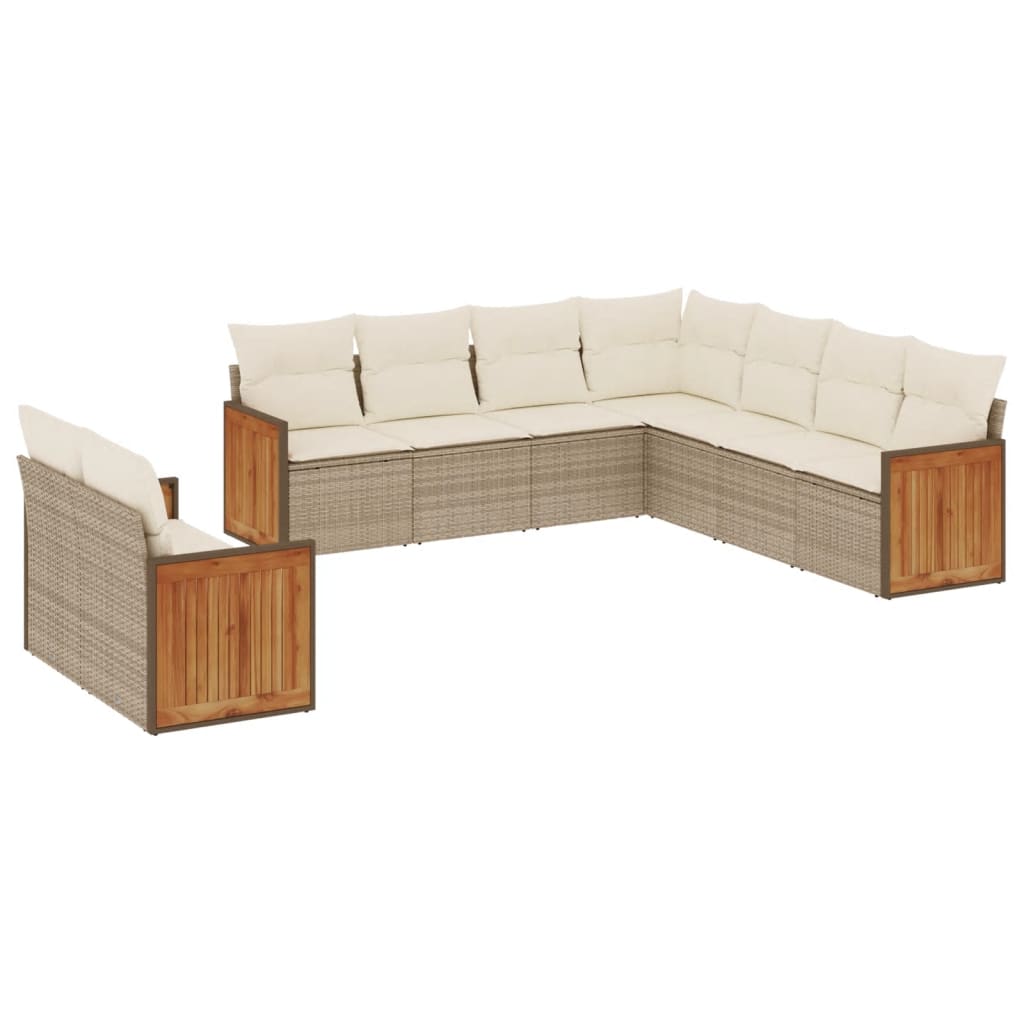 vidaXL 9-piece Lounge Set with Cushions Poly Rattan Black