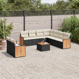 vidaXL 9-piece Lounge Set with Cushions Poly Rattan Black